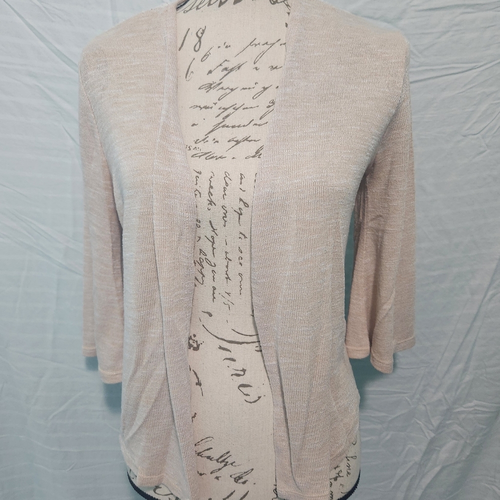 Soft & Cozy Oatmeal Heather Color Cardigan W Lace. Lightweight. Size Small.